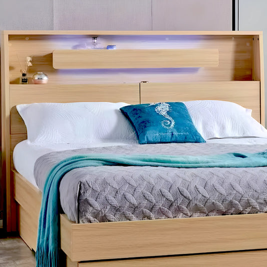 Astra queen bed with led lights in headboard