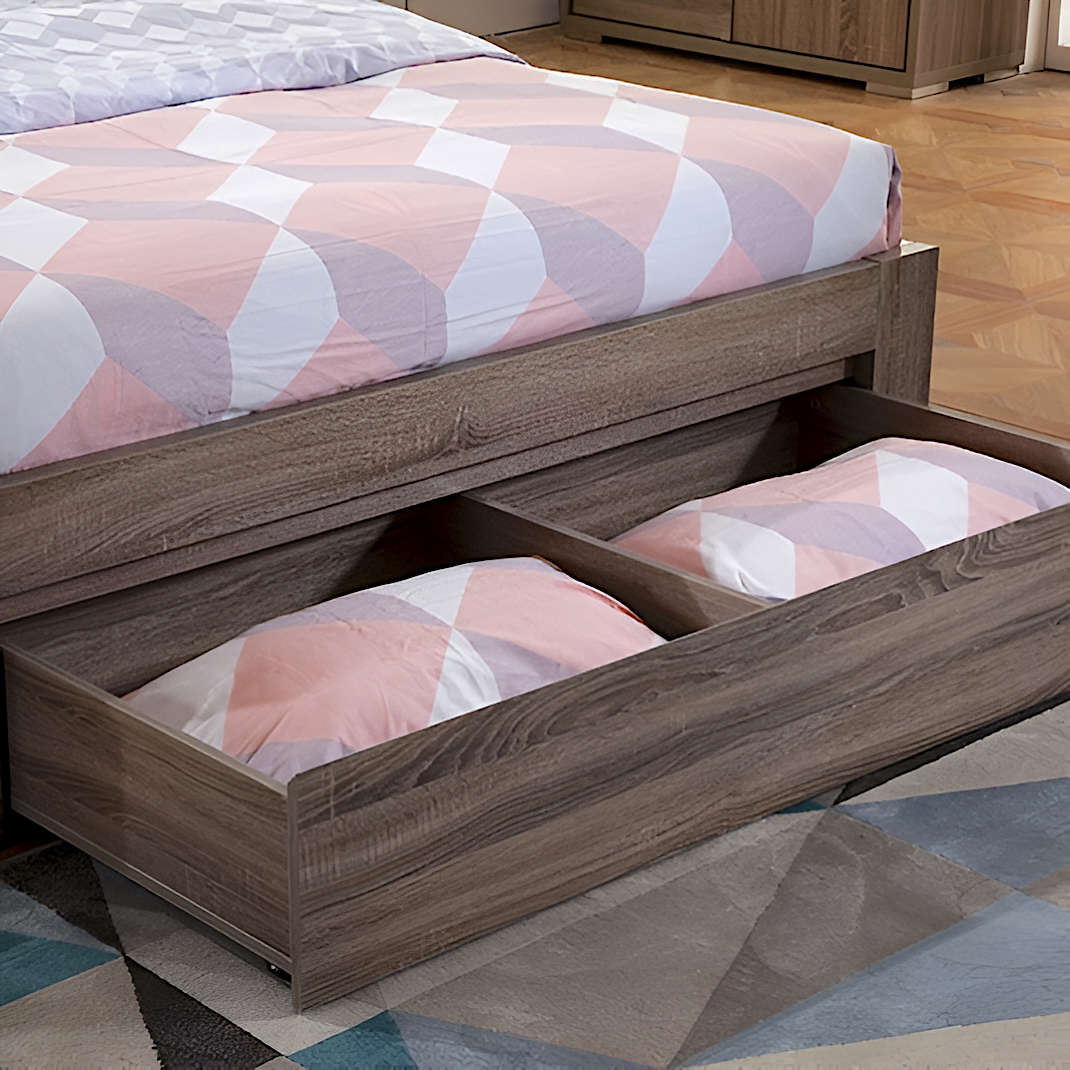 Boston bed frame - foot end drawer detail, a large split drawer for everyday essentials