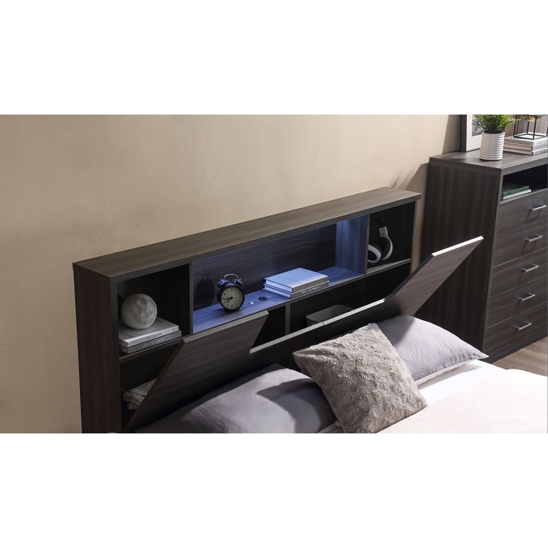 cambridge walnut colour bedhead storage LED light USB
