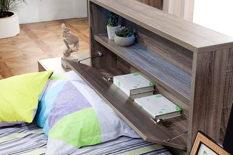 Storage bed head King single in mocha colour