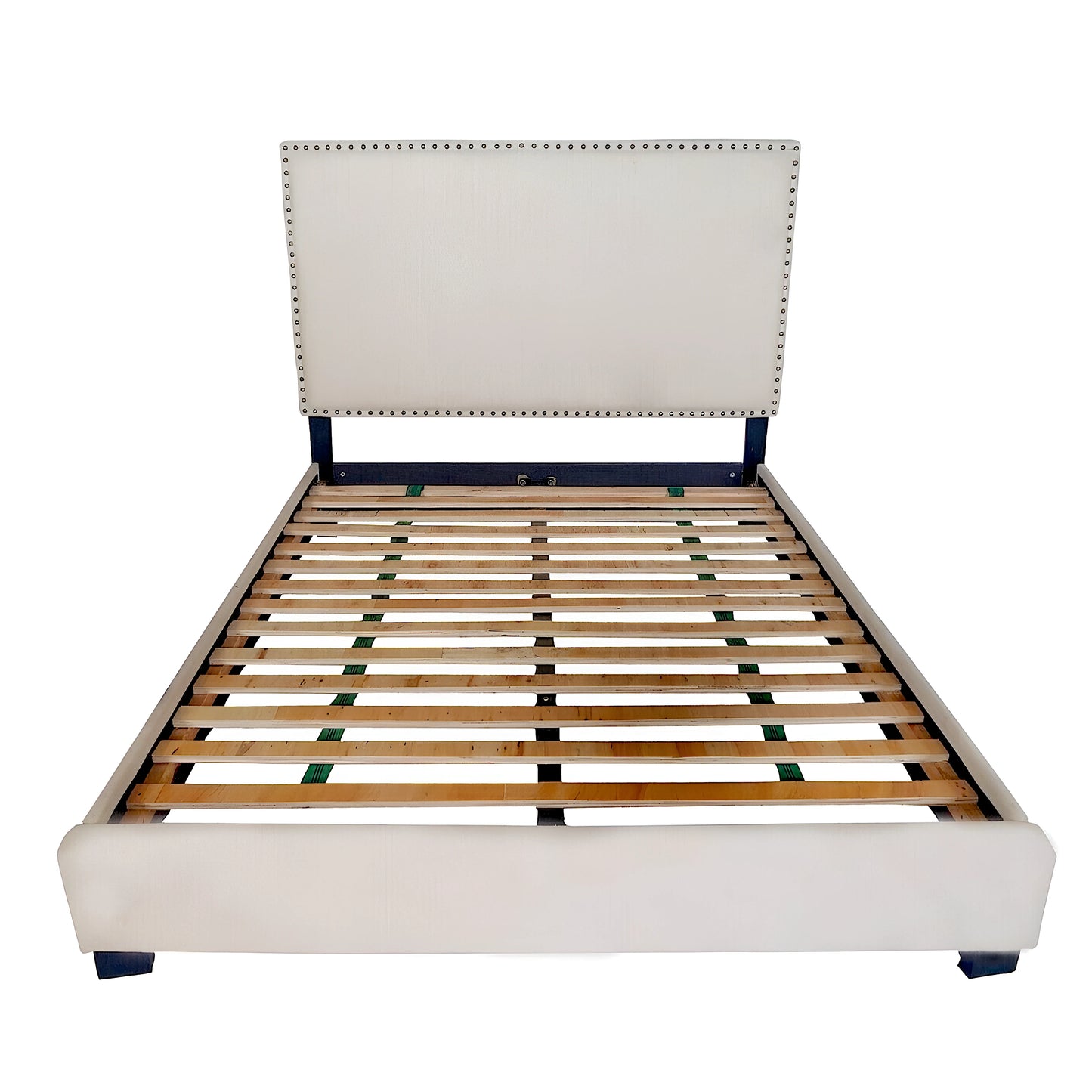 Elizabeth upholstered platform bed frame in beige fabric