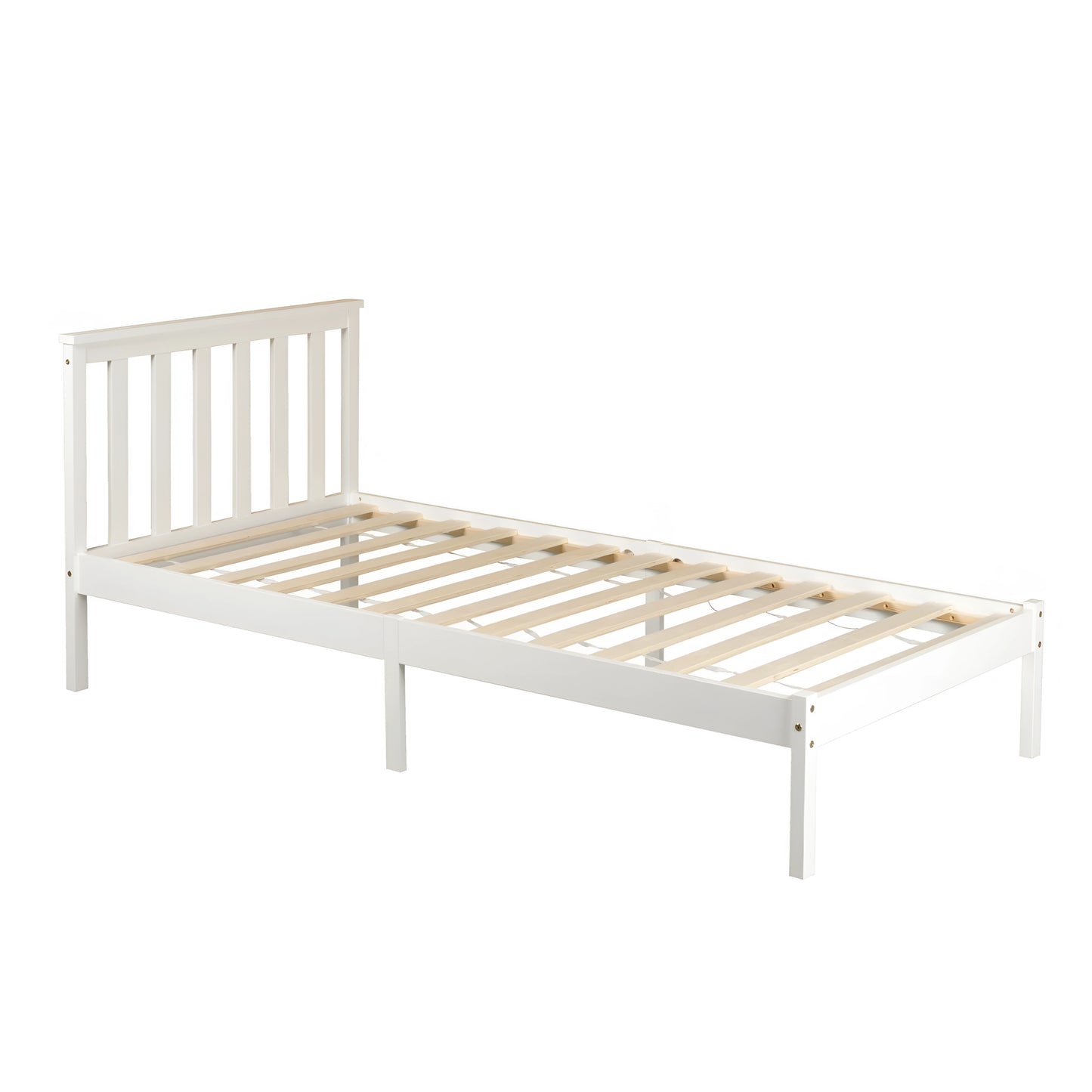 Glebe bed frame in white finish - single wooden platform bed frame