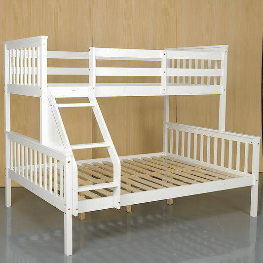 Glebe strudy bunk bed in white, with ladder - single over double bunk