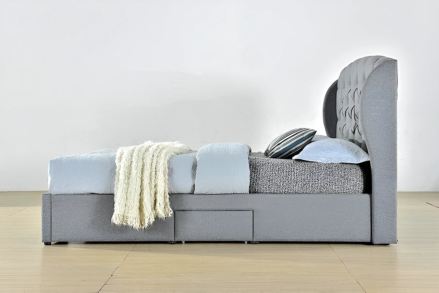 Harvey bed frame in grey - available in double and queen size