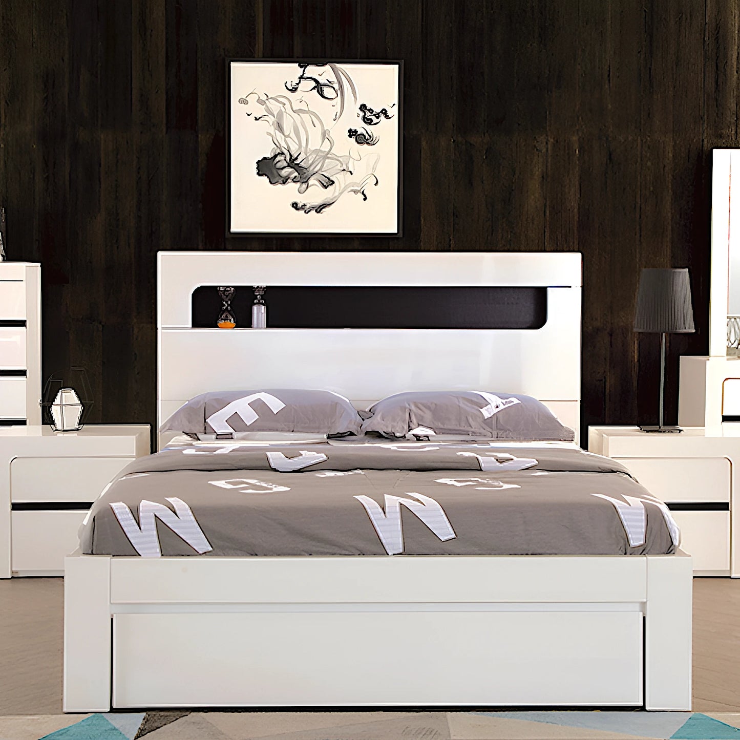 Infinity gas lift bed in white