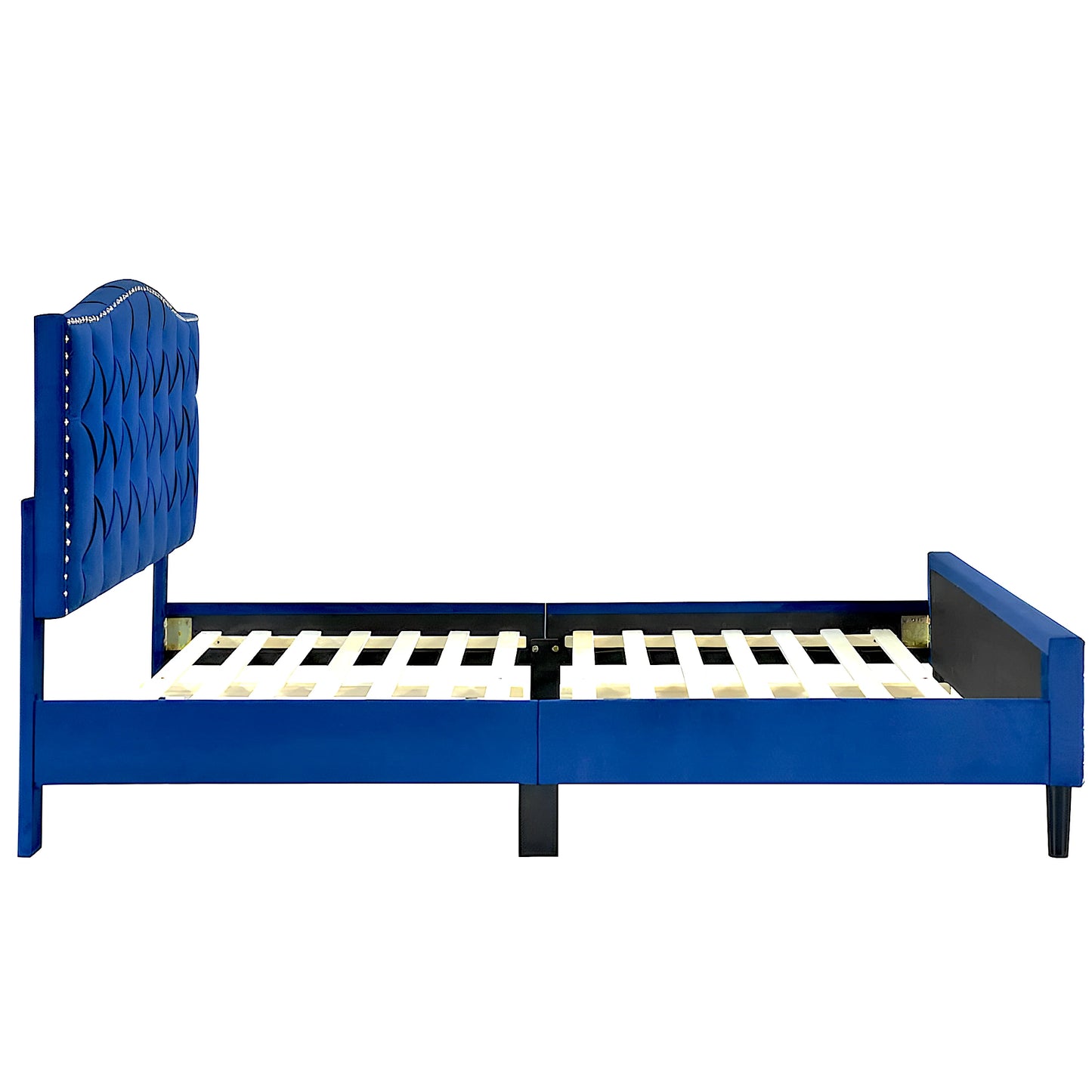 Jessie platform bed frame in velvet blue