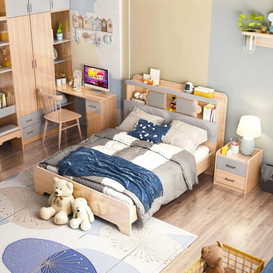 Kiama bed frame and bedside table, available in double and queen size