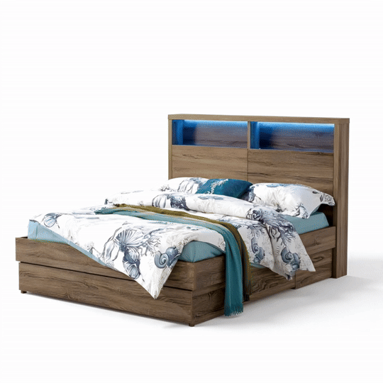 London Storage Bed (Mocha Oak, Walnut, White)