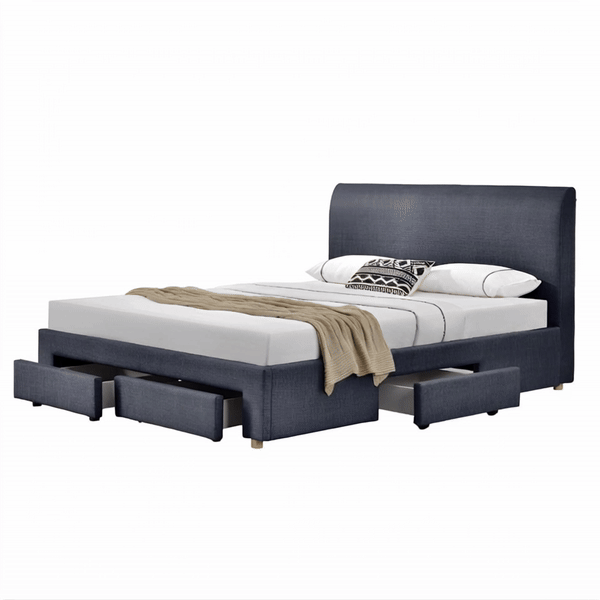 Lucas Fabric Bed With 4 Drawers (Dark Grey)