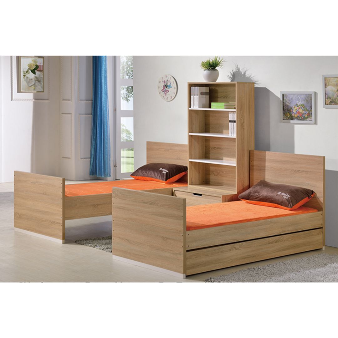 bunk bed can be split to 2 single bed also comes with a single trundle