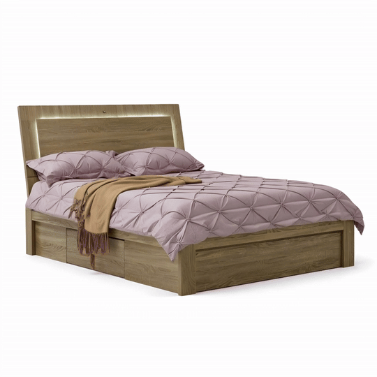 Manhattan mocha oak bed rotating cinematic gif