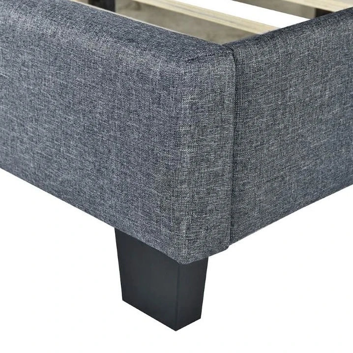 Melton bed frame in dark grey fabric