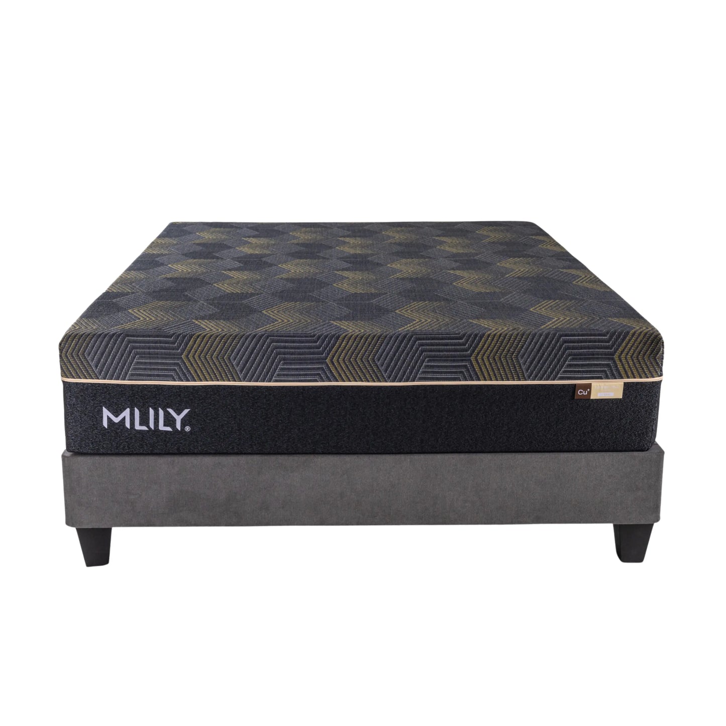 Mlily copper vital mattress on bed base front view