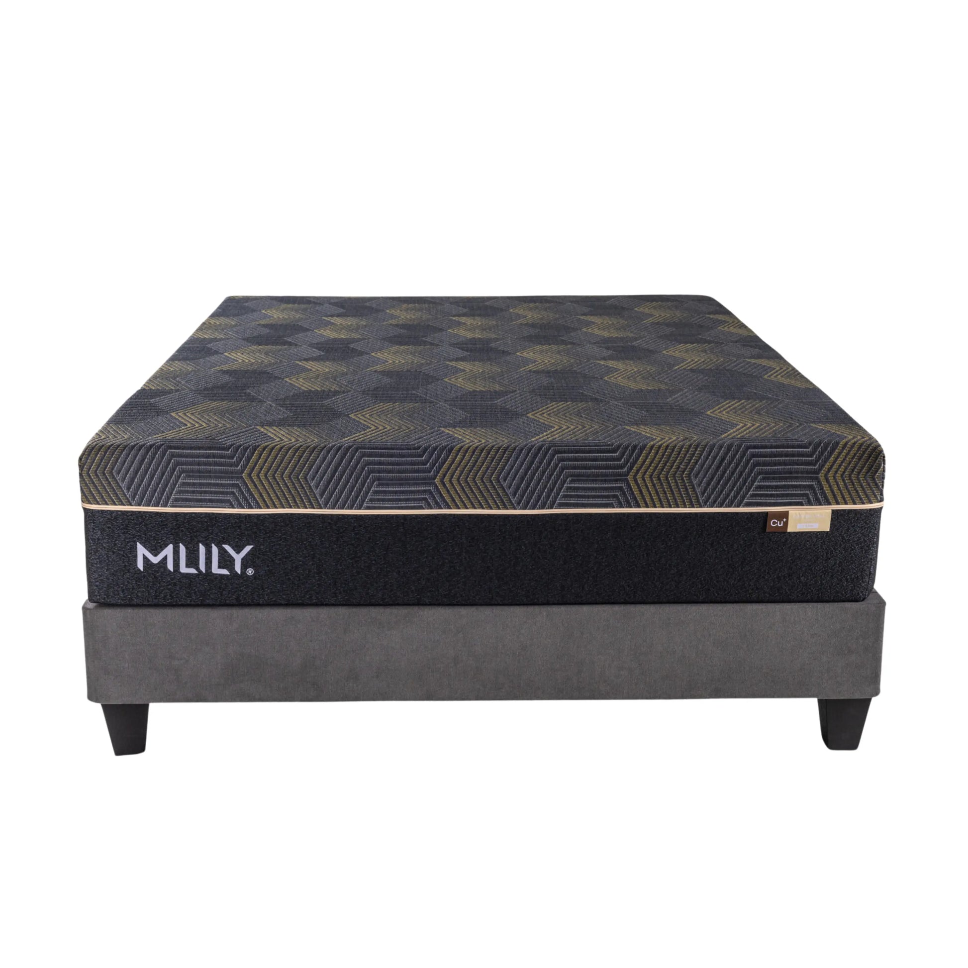 Mlily copper vital mattress on bed base front view