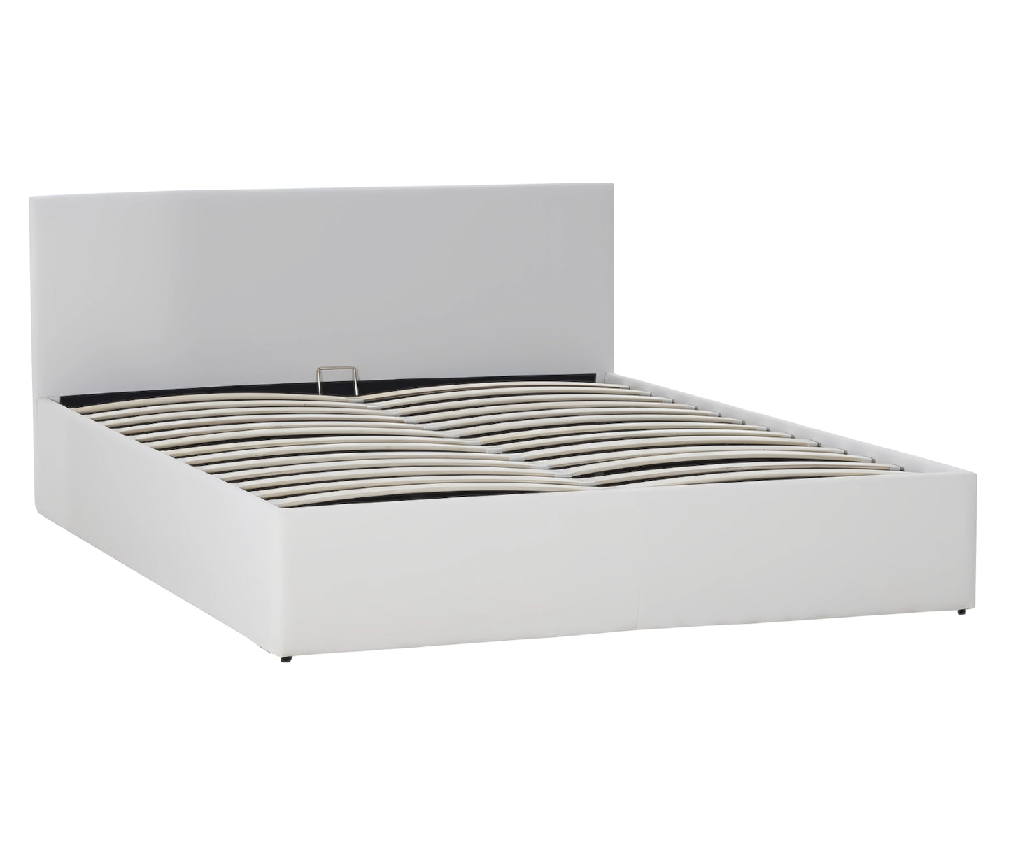Monica gas lift bed frame in white leather - available in double and queen size
