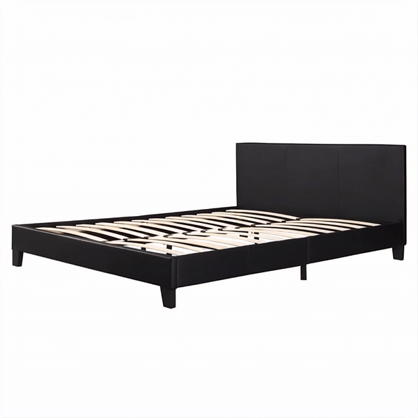 Monica Bed Frame (White,Black Leather)