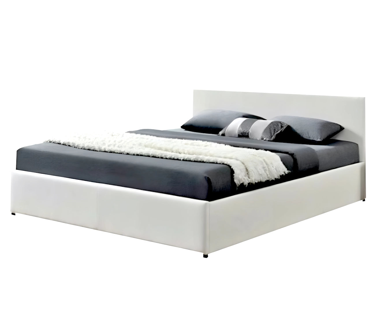 Monica gas lift bed frame in white leather
