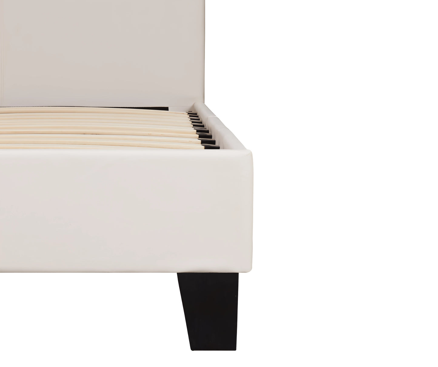 Monica PU leather bed frame in white (legs detail)