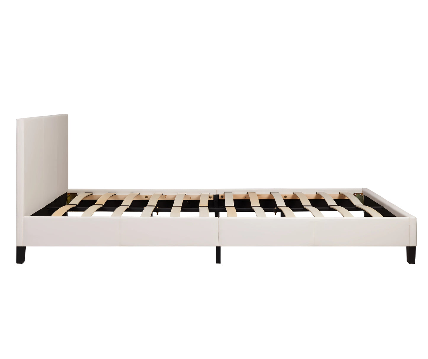 Monica PU leather bed frame in white (side view)