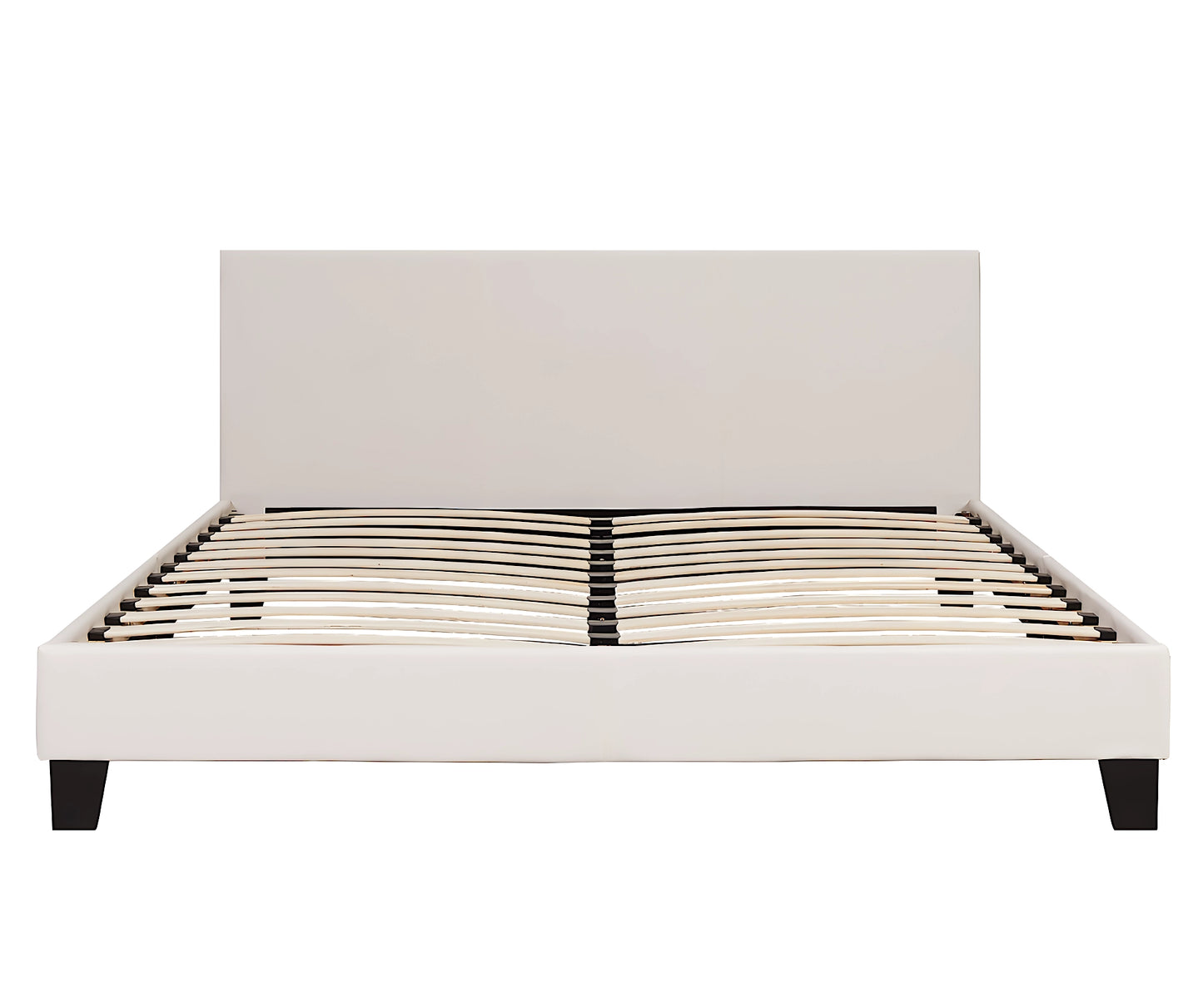 Monica PU leather bed frame in white (front view)