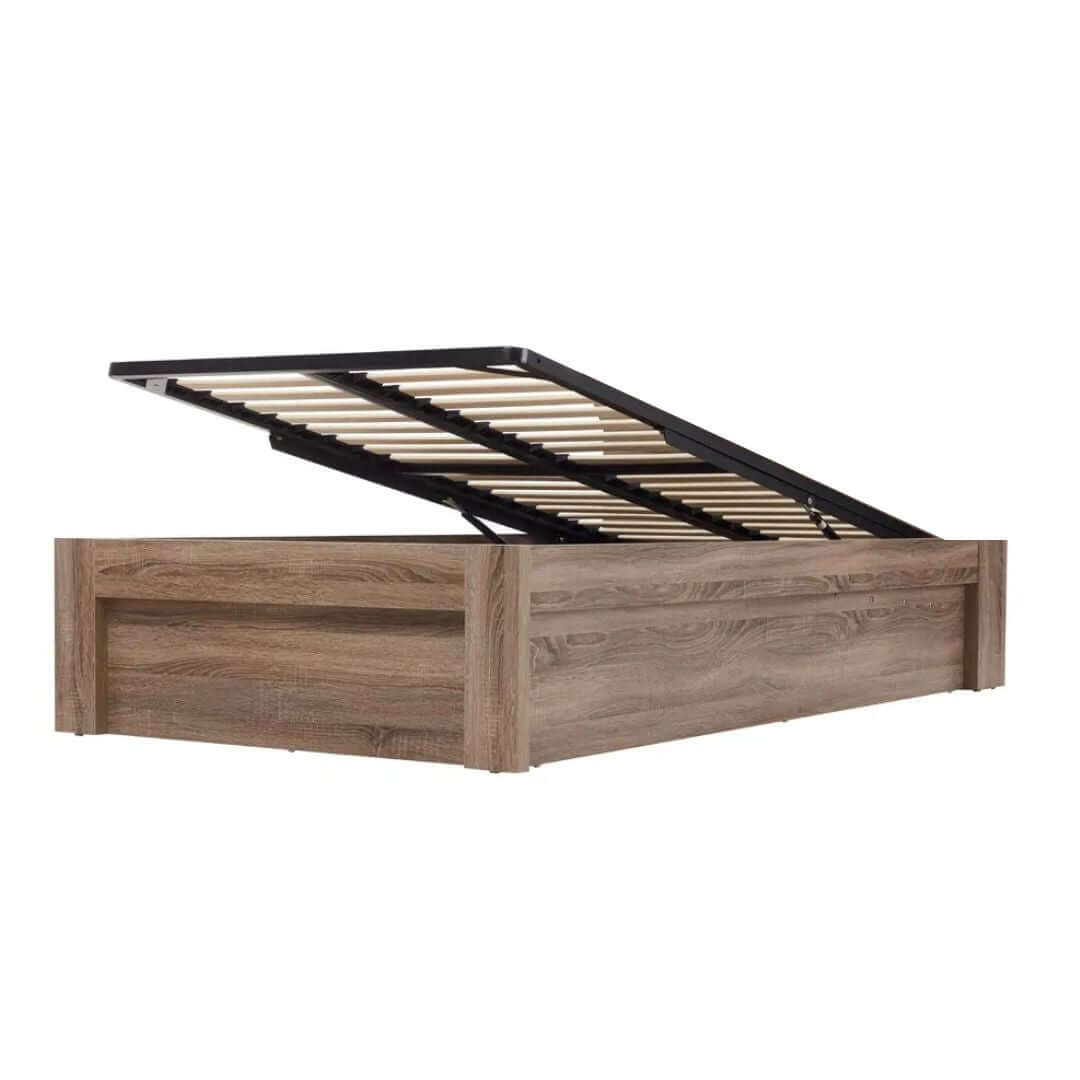 king size front lift bed frame without drawer in mocha oak colour