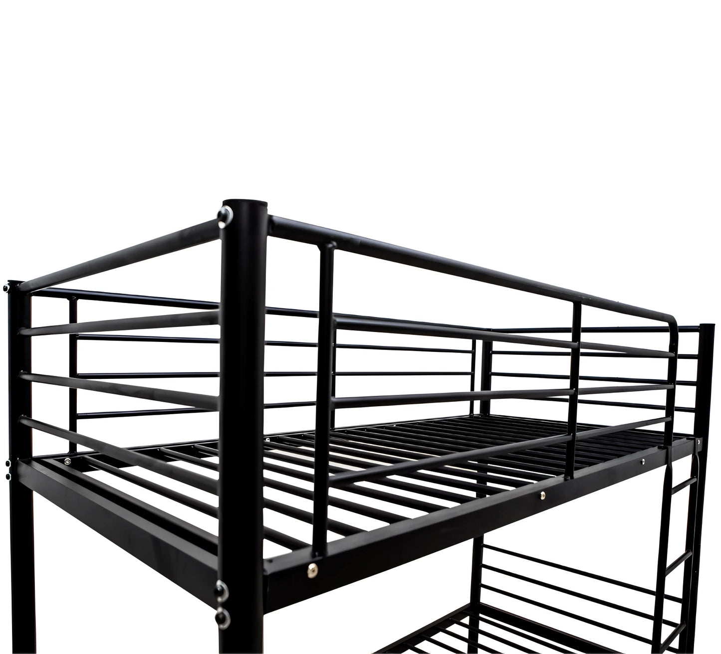 City metal bunk bed - top bunk detail