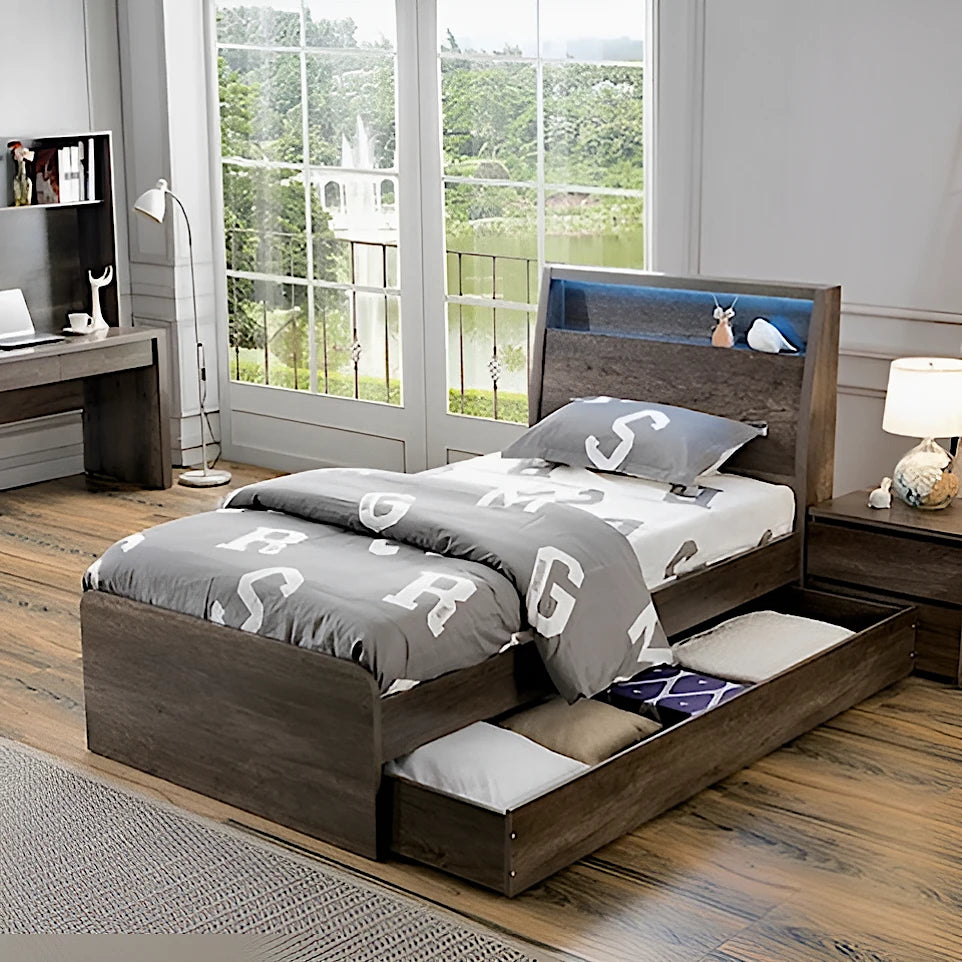 Accent bed frame with trundle