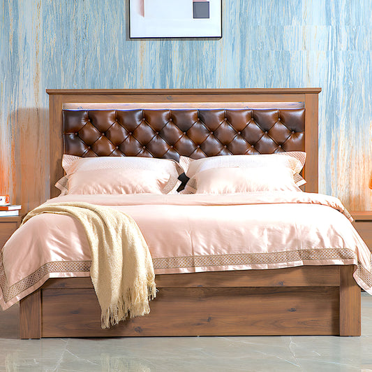 Alexander queen bed frame in rustic oak colour, with gas lift and drawer storage - available in double, queen and king size