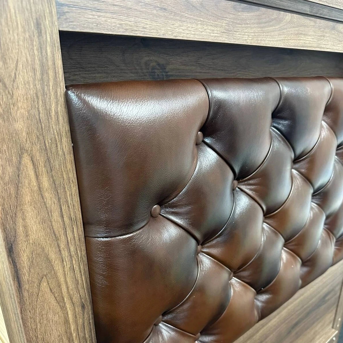 Alexander bed frame - leather headboard detail