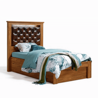Alexander King Single Bed Frame (Rustic Walnut)