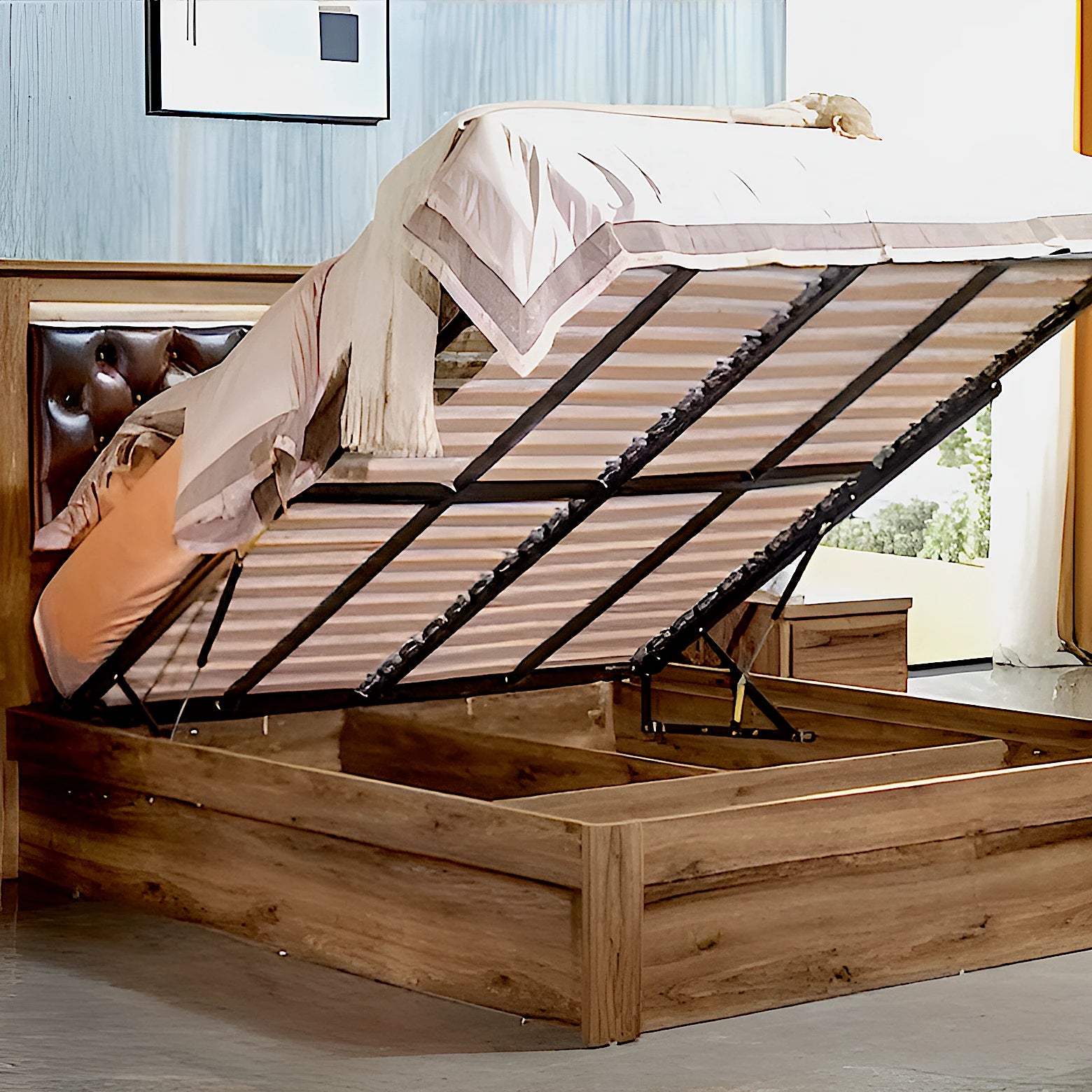 Alexander storage king bed frame with gas lift