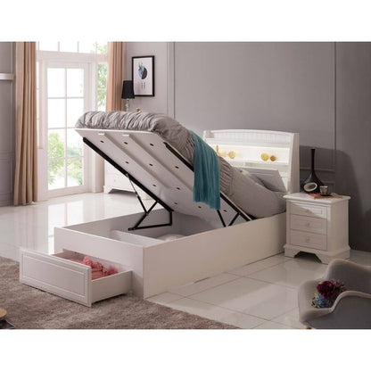 Alicia king single bed featuring front gas lift with end drawer for storage bed base