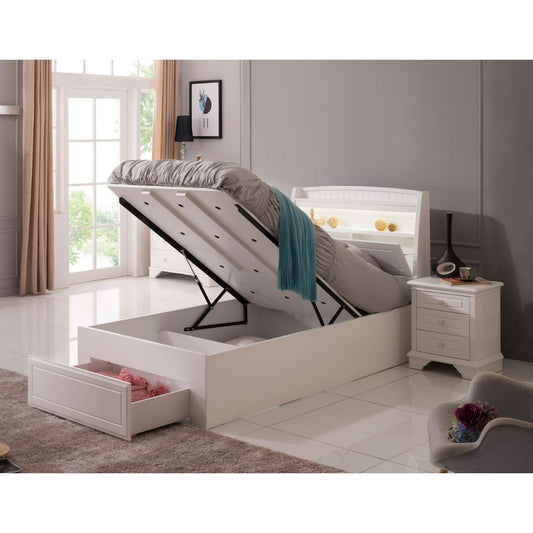 Alicia king single bed featuring front gas lift with end drawer for storage bed base