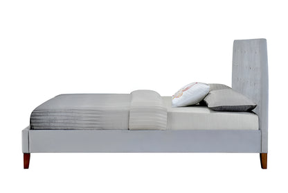 Angela platform bed frame in plush velvet fabric 