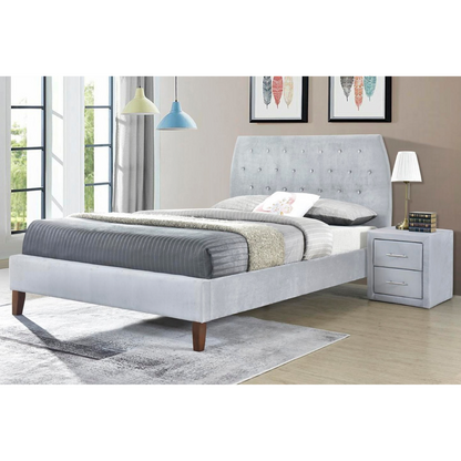 angela bed frame velvet silver, angela bedside