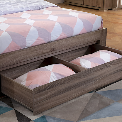 Boston bed frame - foot end drawer detail, a large split drawer for everyday essentials
