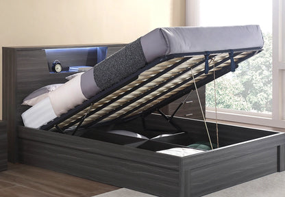Cambridge bed frame with gas lift storage, available in queen and king size