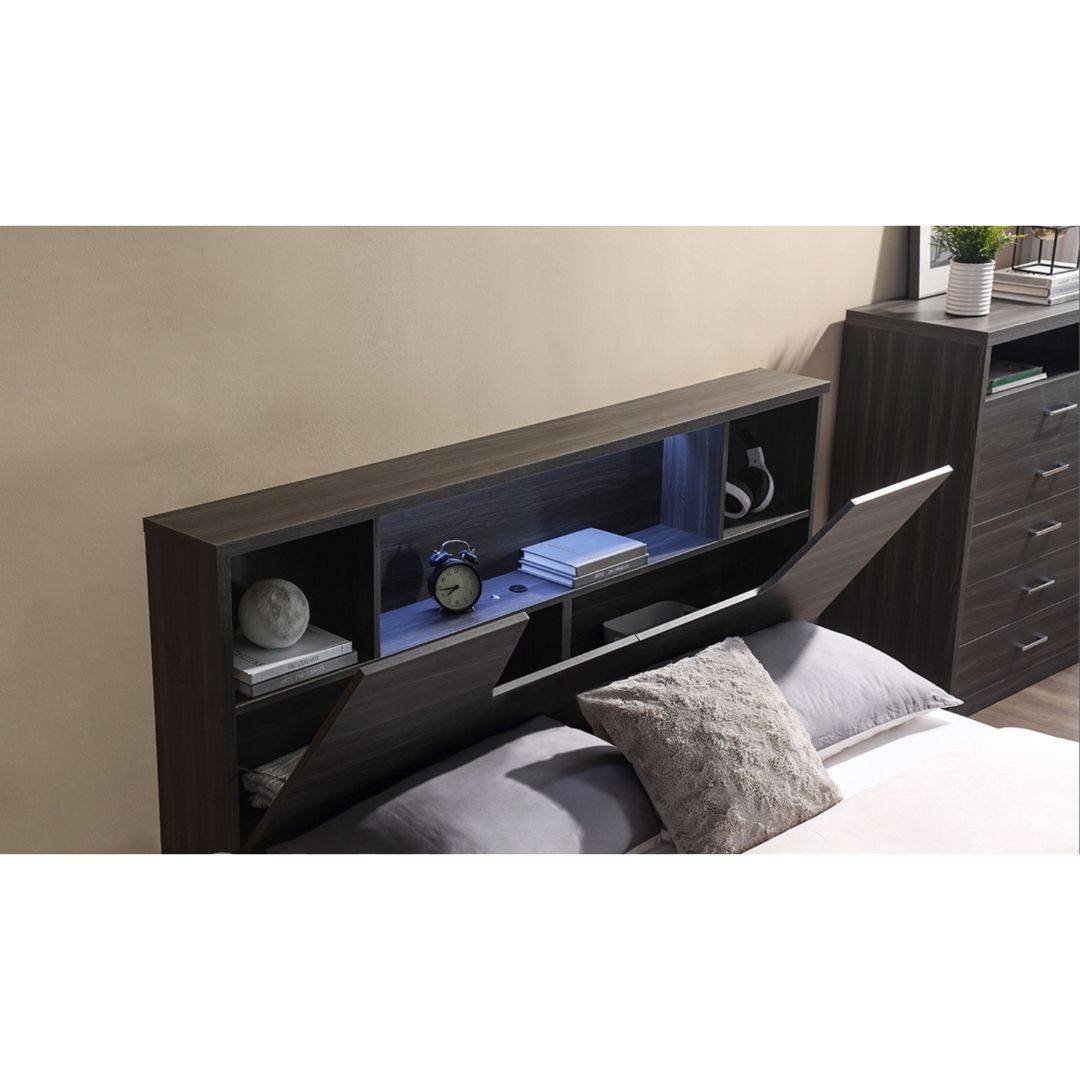 cambridge walnut colour bedhead storage LED light USB 