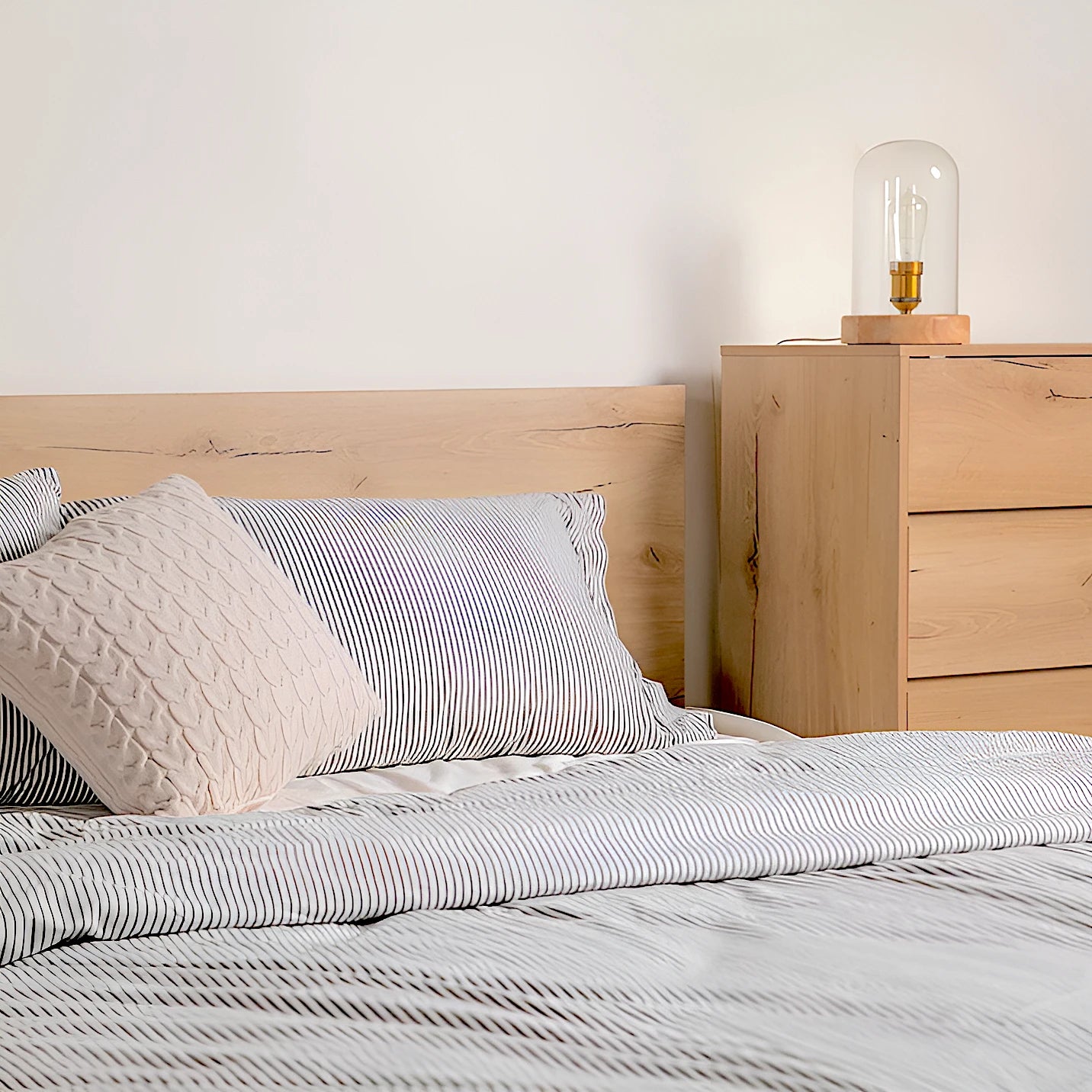 Coogee bed frame with low profile wooden headboard