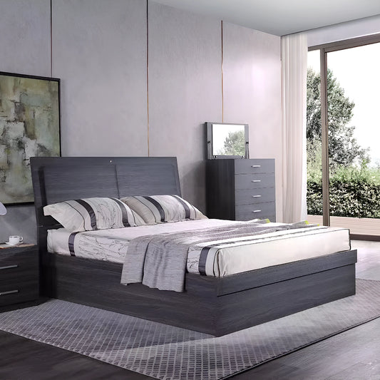ETC London storage bed frame with LED headboard and sliding panel design – available in double, queen, or king size