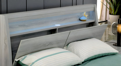 Eden storage bed frame with storage headboard, led light and usb charger