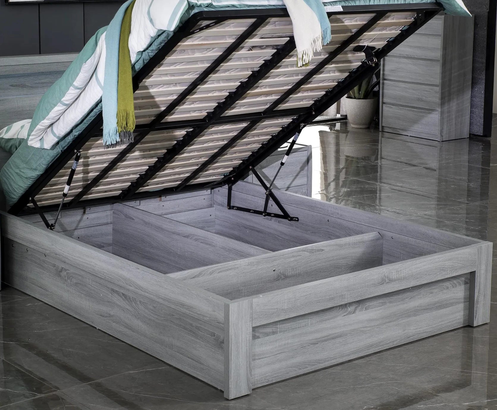 Eden bed frame with gas lift storage - available in double, queen and king size