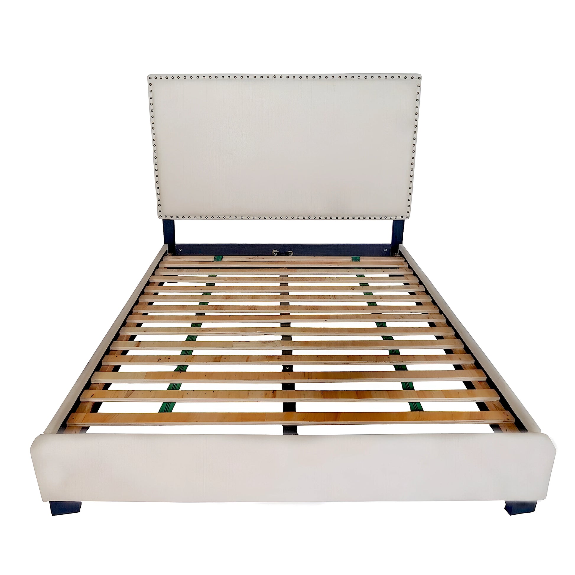 Elizabeth upholstered platform bed frame in beige fabric