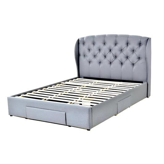 Harvey bed frame in grey fabric