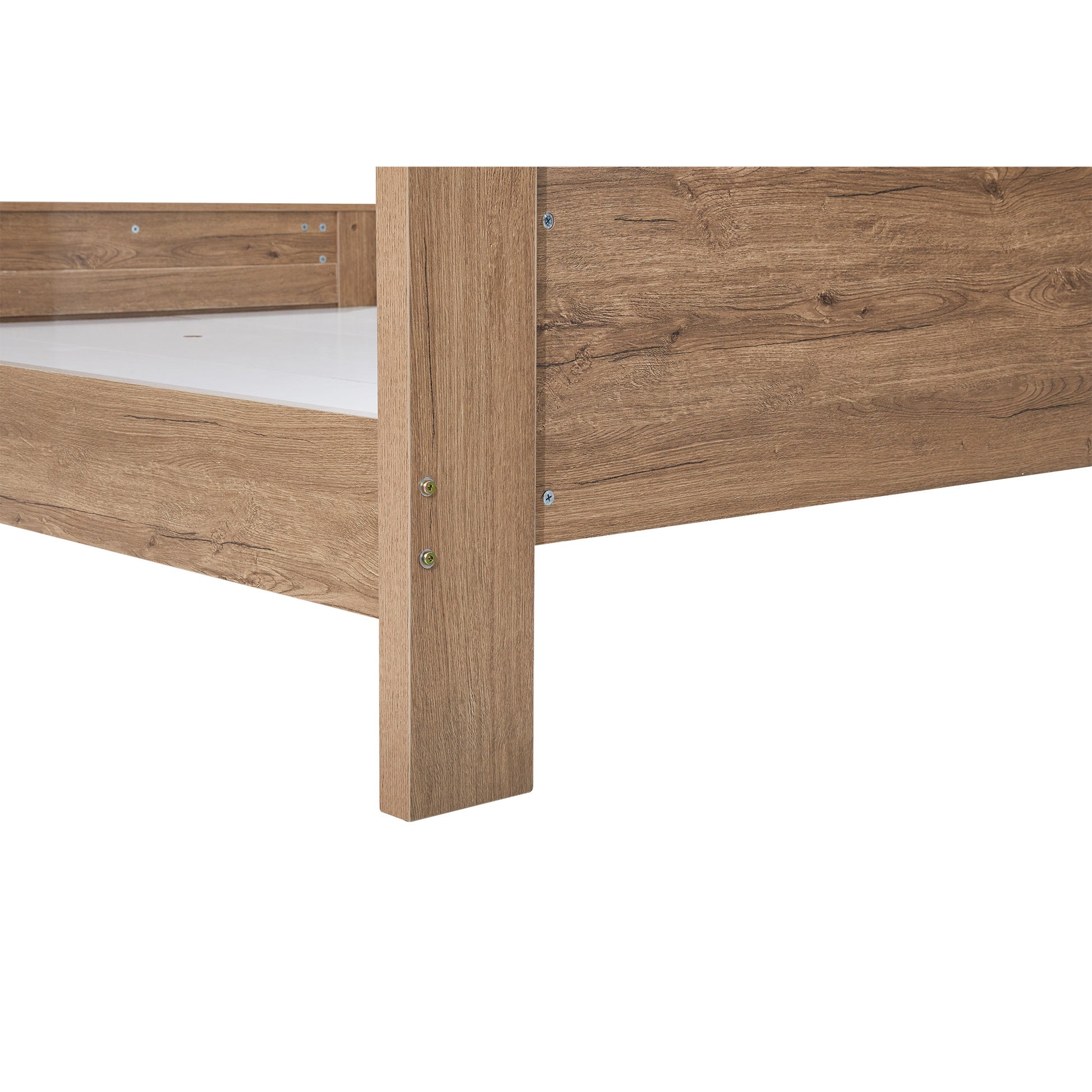 jason bed frame dark oak leg closeup photo