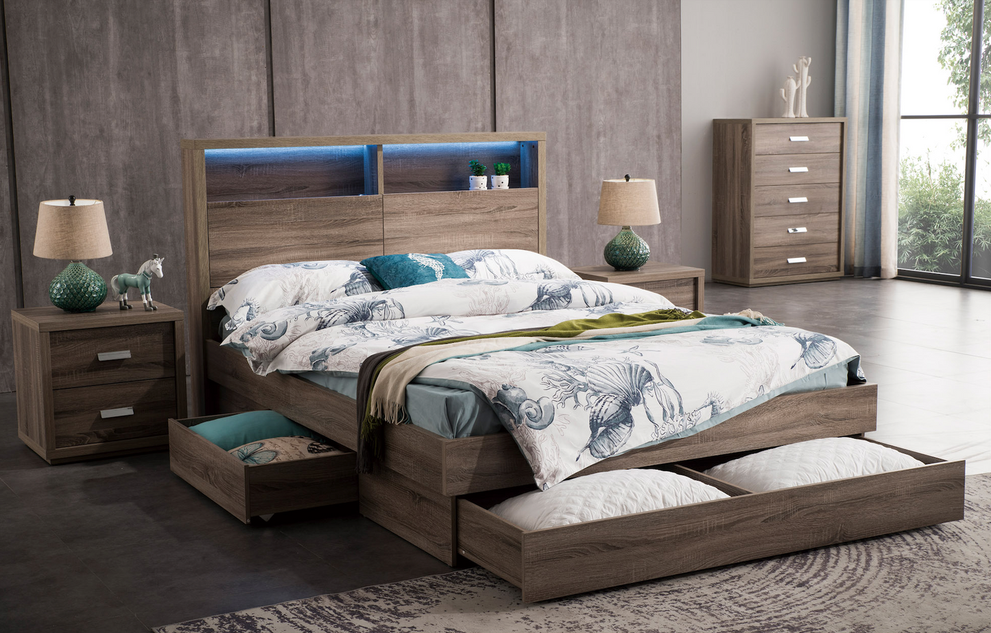 London bed with drawers storage