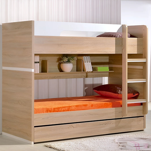 Magic bunk bed in oak, with trundle - available in single and king single size