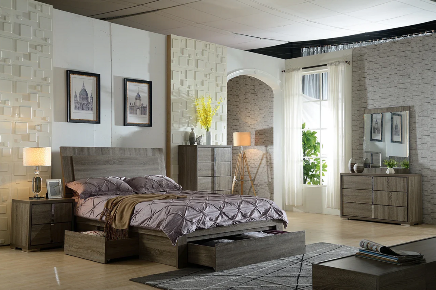 manhattan bed mocha oak 3 draws design