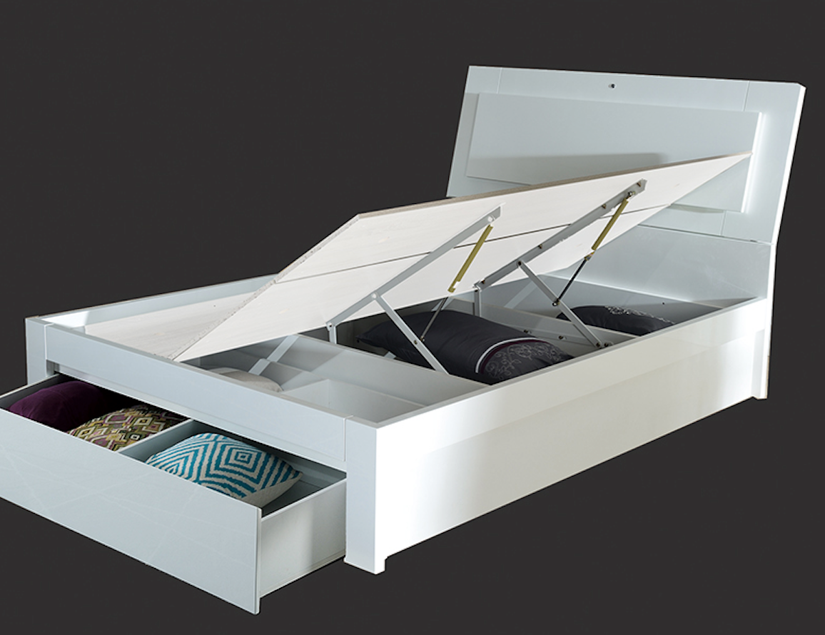 Manhattan gloss white side gas lift with big end drawer