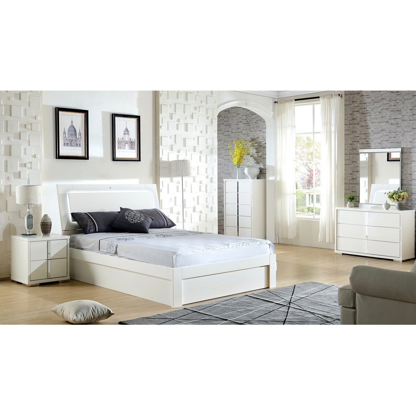manhattan double bed queen bed king bed gloss white